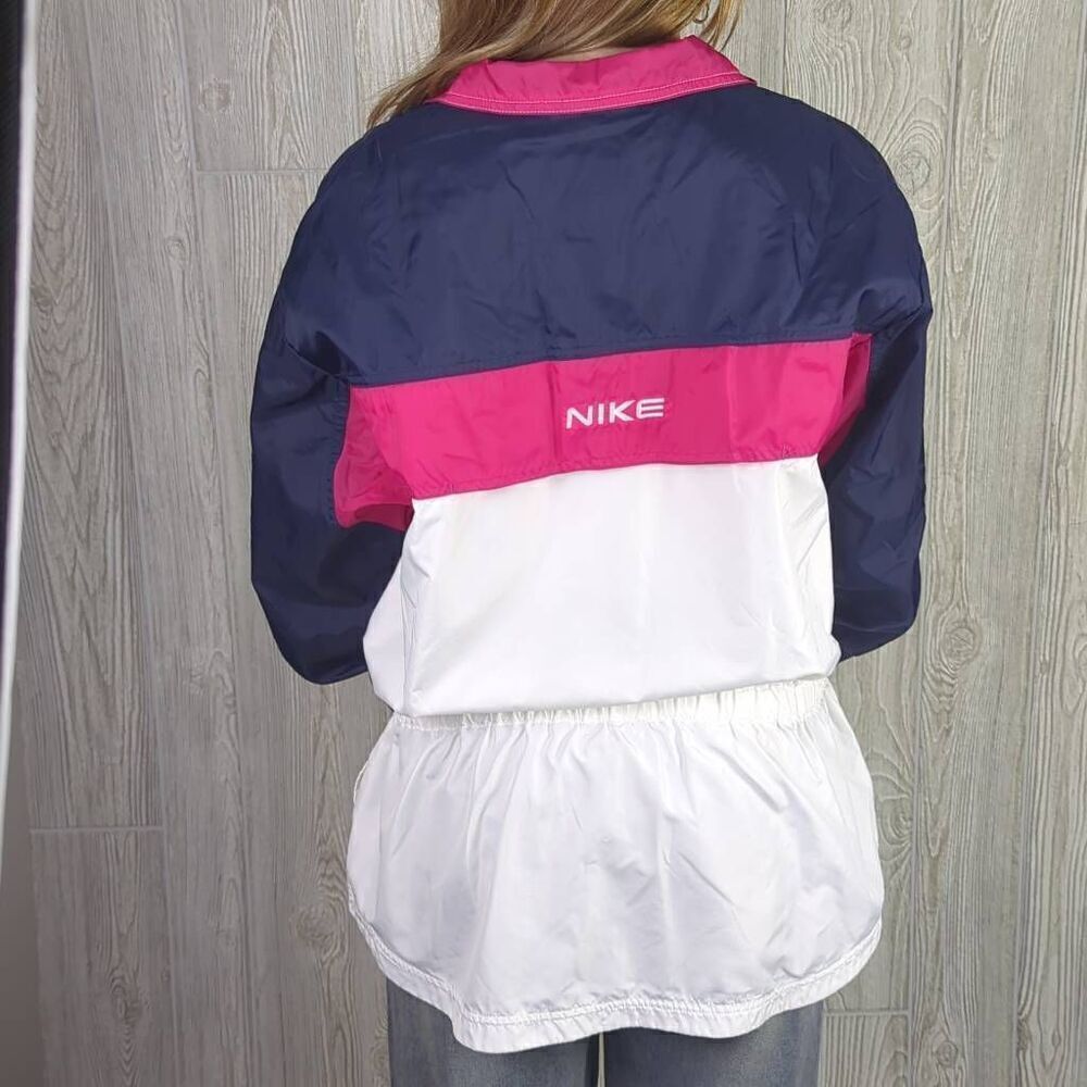 VTG 80s Nike Windbreaker Medium Color Block Track Jacket Pink Blue White Swoosh - Picture 3 of 9